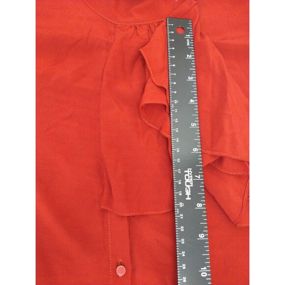 Koton Size EUR 38 (US 6) Sheer Lined Button Up Ruffle Trim Top Orange Rust - Picture 5 of 9